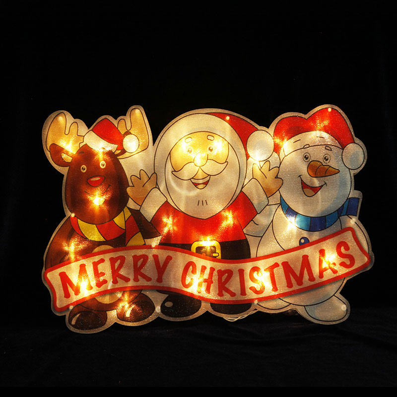 Santa Claus deer snowman PVC window light