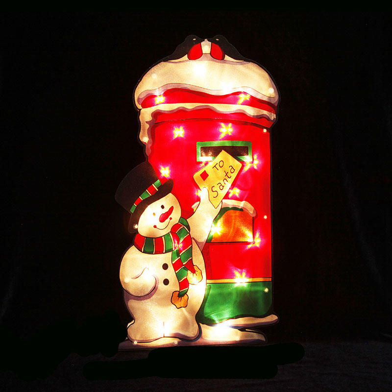 Post Box Snowman PVC Window Light