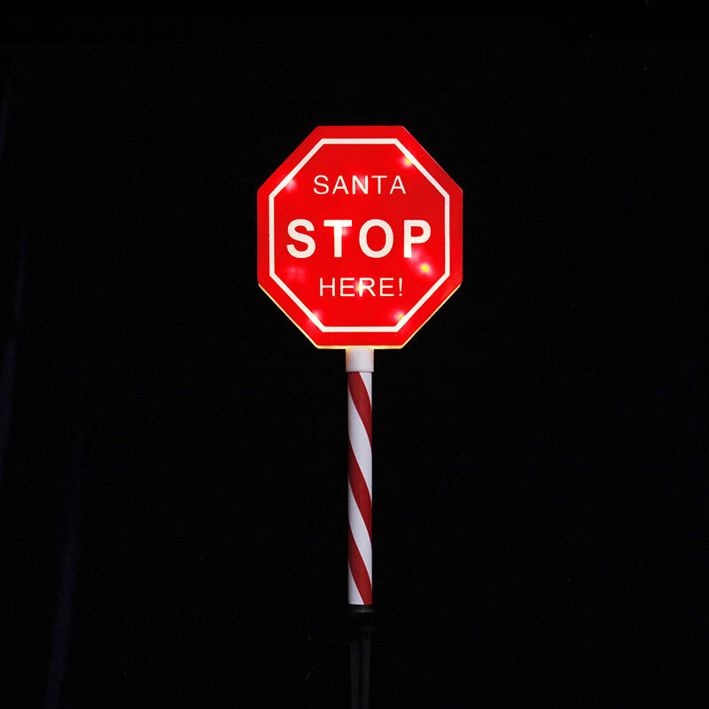 SANTA STOP HERE street sign with ground plug