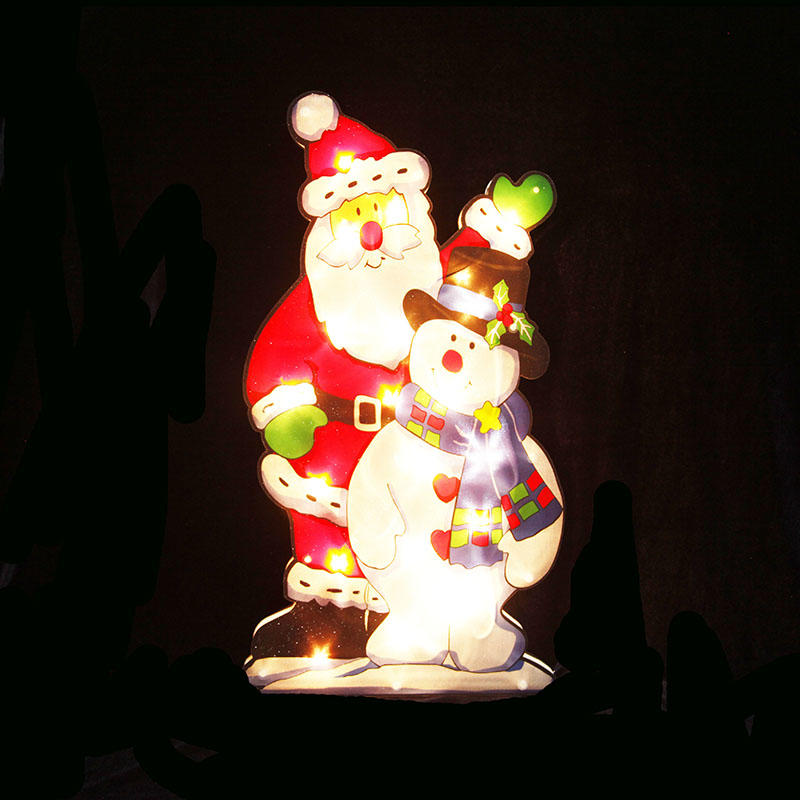 Santa Claus hugs snowman PVC window lights