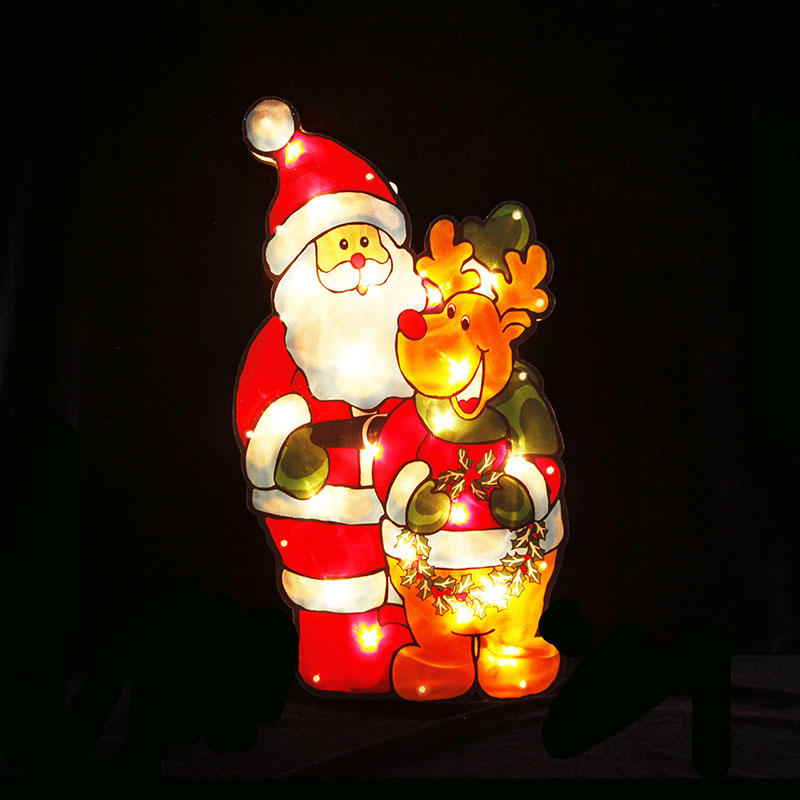 Santa Claus hugs the deer PVC window lights