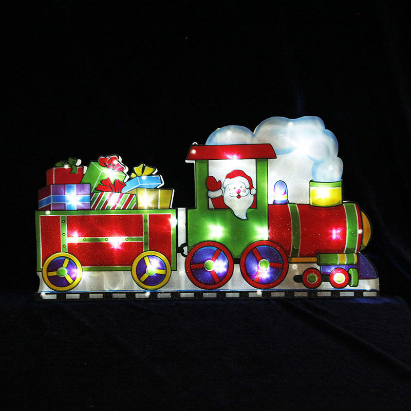 White LED Santa Claus Train PVC Window Light
