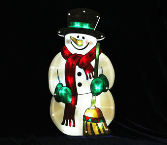 Broom Snowman Pvc Window Light